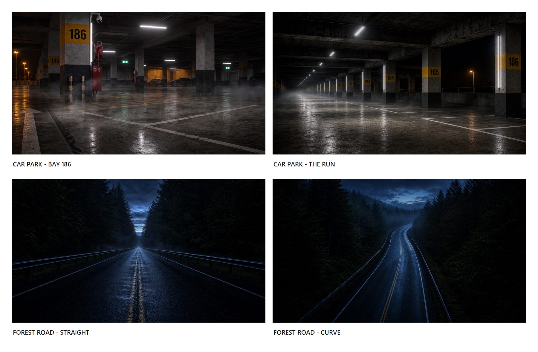 Locations built empty and lit for headlights that are not there yet